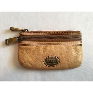 Fossil Tan Leather Coin Purse Pouch